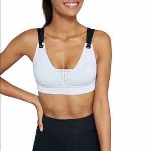 Bandier DLC Combat Double Strap Padded V Neck Perforated Activewear Sport Bra
